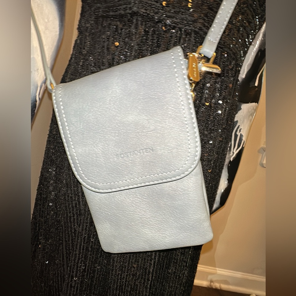 BOSTANTEN Crossbody Phone Purse unused Blue vegan leather